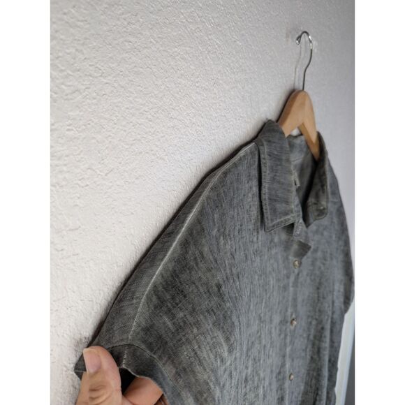 XCVI 100% Linen Tunic Top Size L Lagenlook Button Up Shirt Gray Stone Wash - Picture 8 of 11